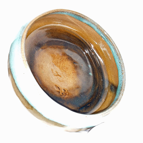 信楽自然釉水注 信楽焼 白玉水鉢(内側緑釉) 7号 幅21.5cm×高さ18cmの販売｜盆栽