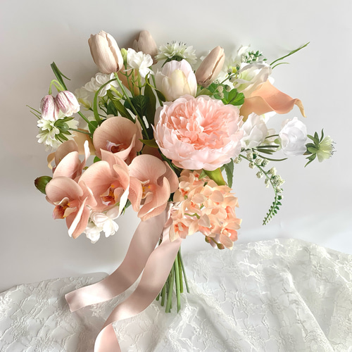 胡蝶蘭♡クリームピンク♡ニュアンスカラーウェディングブーケ