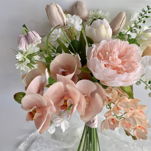 胡蝶蘭♡クリームピンク♡ニュアンスカラーウェディングブーケ