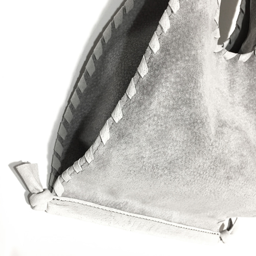 レザーミニバッグ【ライトグレー】本革エコバッグ トートバッグ