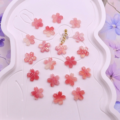 変色する☆桜 お花のアセテートパーツ 桜ピンク→ローズピンク