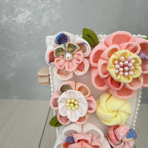 羽子板 雛人形 初節句 白 ピンク かわいい 卓上 つまみ細工 花 出産