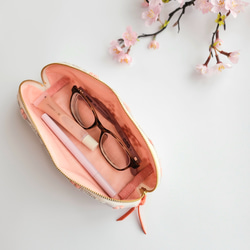 \\母の日ギフトに//ぷくまる刺繍のメガネケース/ペンケース/ロングポーチ|桜ピンク　さくら 7枚目の画像