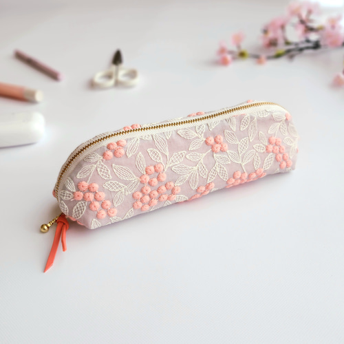 ギフトに│ぷくまる刺繍のメガネケース/ペンケース/ロングポーチ|大人