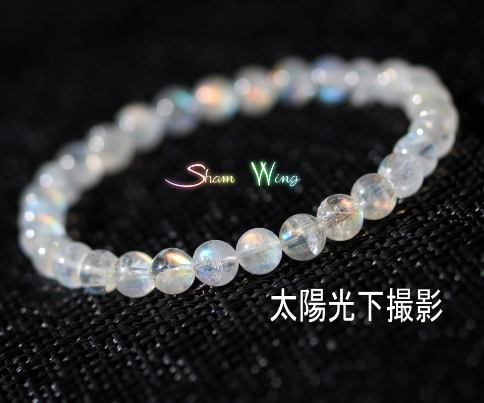 高品質レインボームーンストーン約6.5mm前後ブレスレット✿天然石