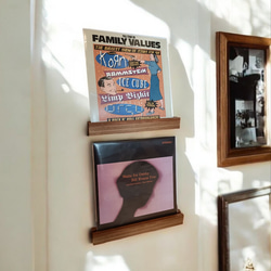 杉無垢材のレコードディスプレイ】LP3枚用2本セット 壁掛け ウォール