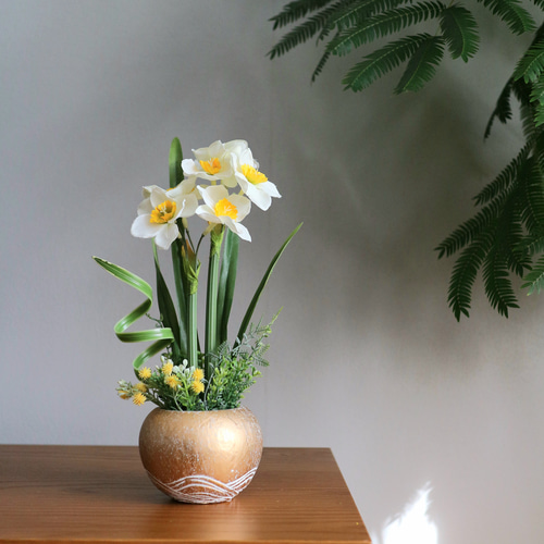 日本水仙のspringアレンジメント アートフラワー Bleu du ciel