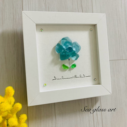 シーグラスアート シマエナガ 四葉のクローバー インテリア雑貨