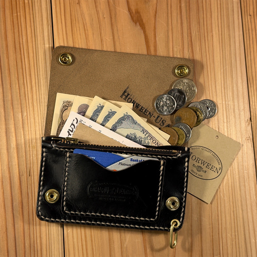 クロムエクセル・ブラック茶芯｜ミドルトラッカーウォレット – Horween