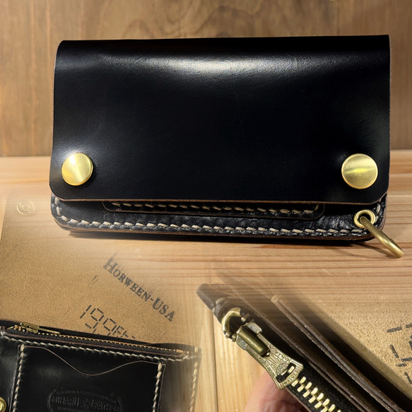 Middleトラッカーウォレット クロムエクセルレザー スタンプ 茶芯