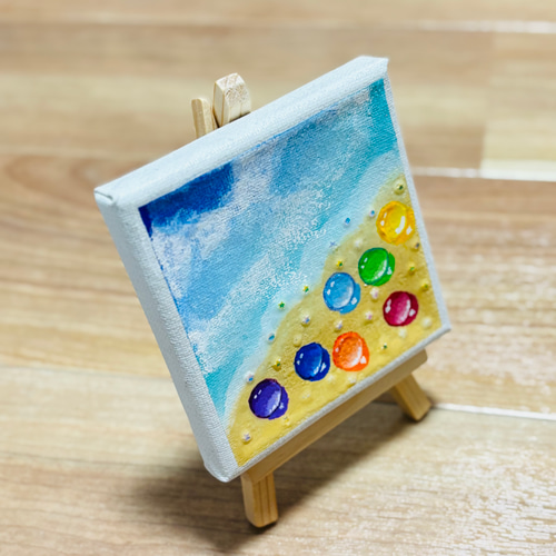 10cm】海 星の砂 虹色 キャンバスアート 原画 カラフル 色の力 運気