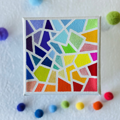 【 YELL〜エール 】しずく柄 虹アート F8号サイズ キャンバスアート原画 YELL〜エール 】しずく柄 虹アート F8号サイズ キャンバスアート原画