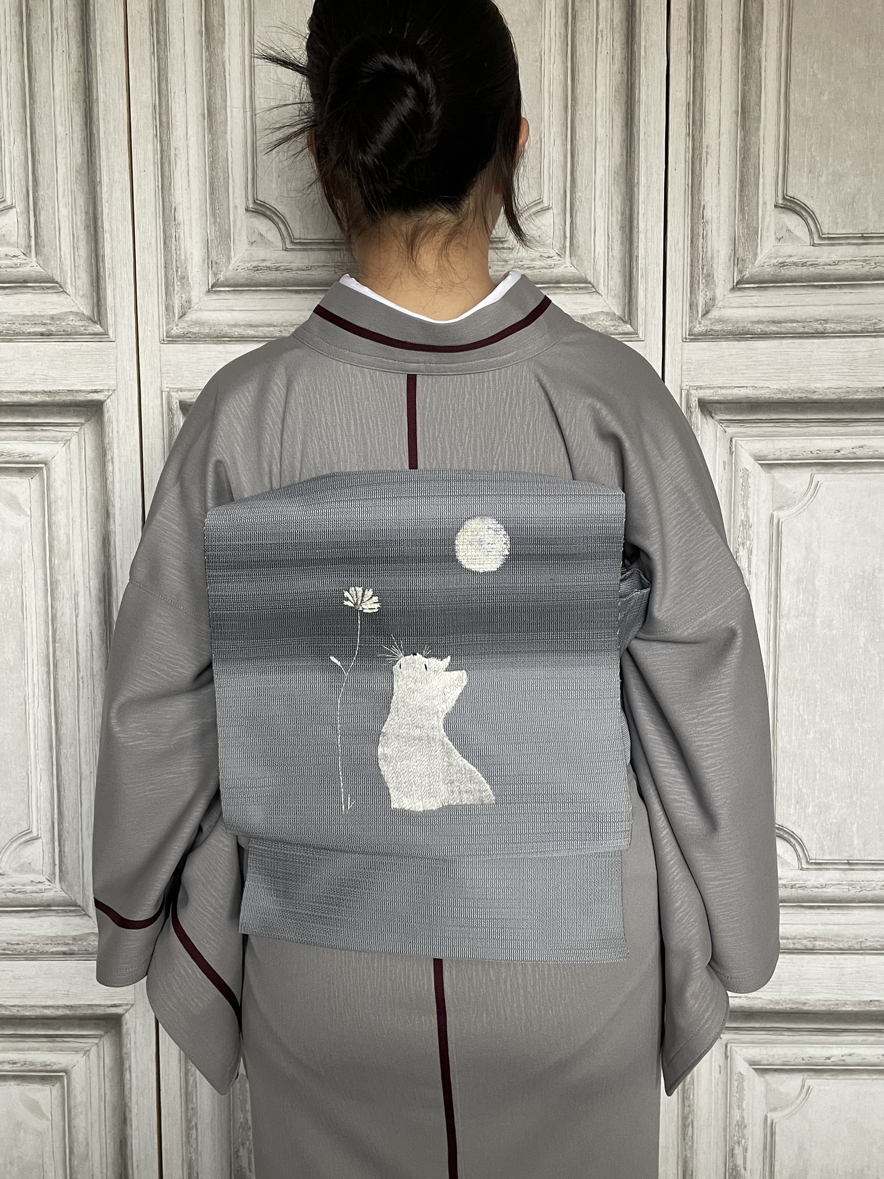 ねこの帯(グラデーション)/猫・和装・着物