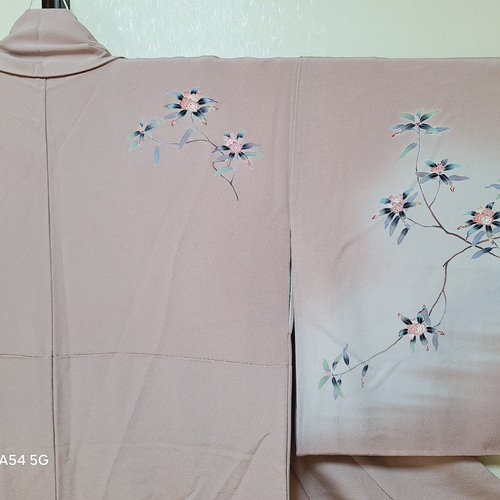 6,000円引き！ワンタッチ着物 くらわん着物 正絹訪問着リメイク 青み