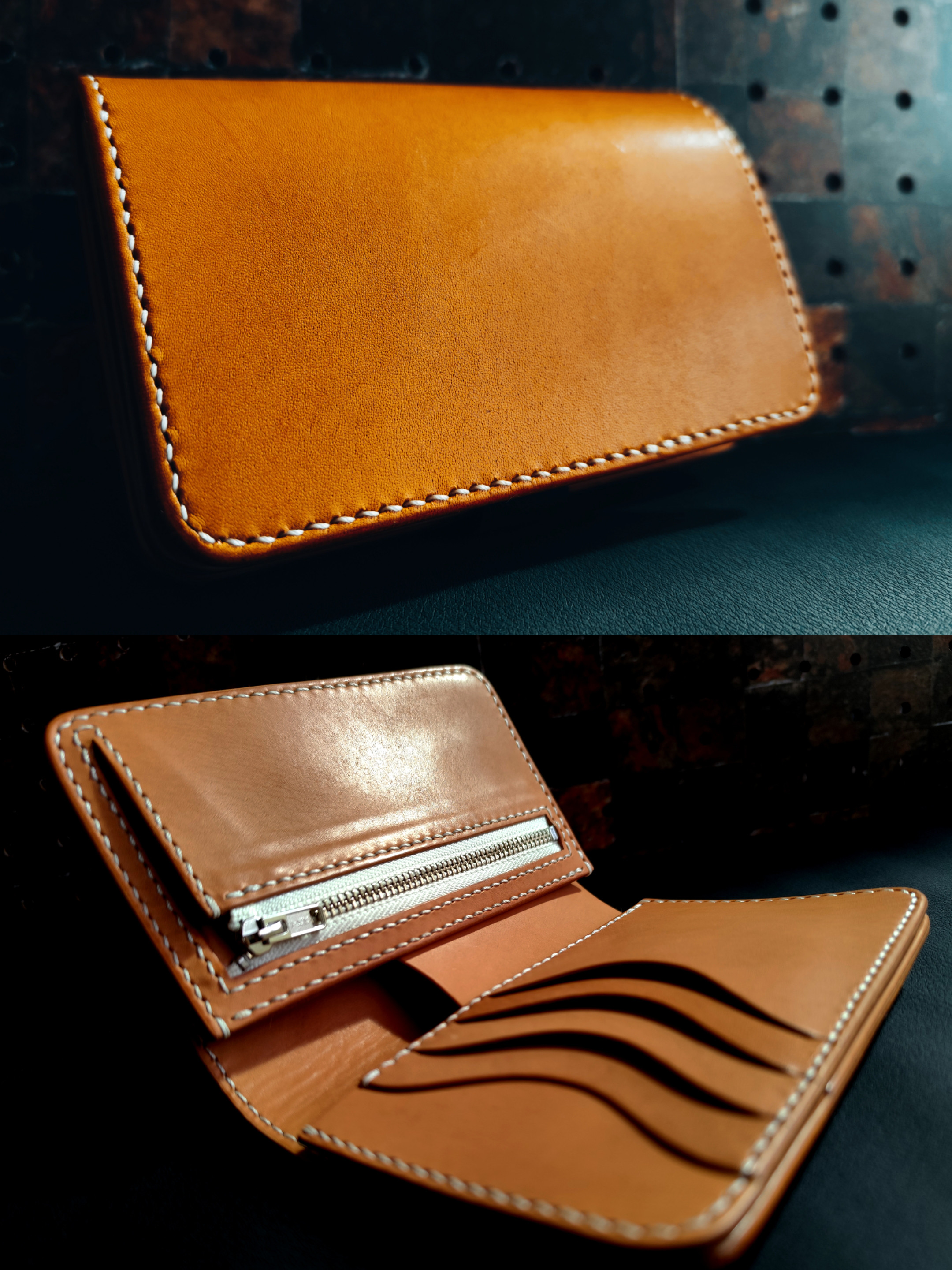 二つ折り財布　マヤレザー　ミドルウォレット　ハンドメイド　シマエナガ【匿名配送】 二つ折り財布 マヤレザー ミドルウォレット ハンドメイド シマエナガ