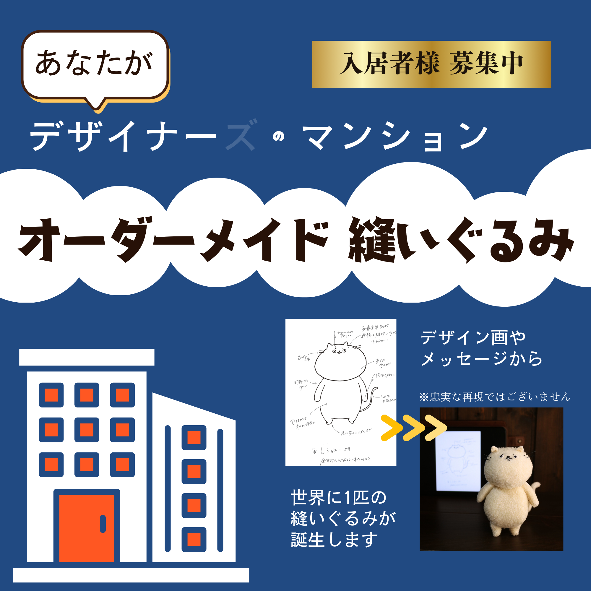 あなたが【デザイナーのマンション】オーダーメイド縫いぐるみ