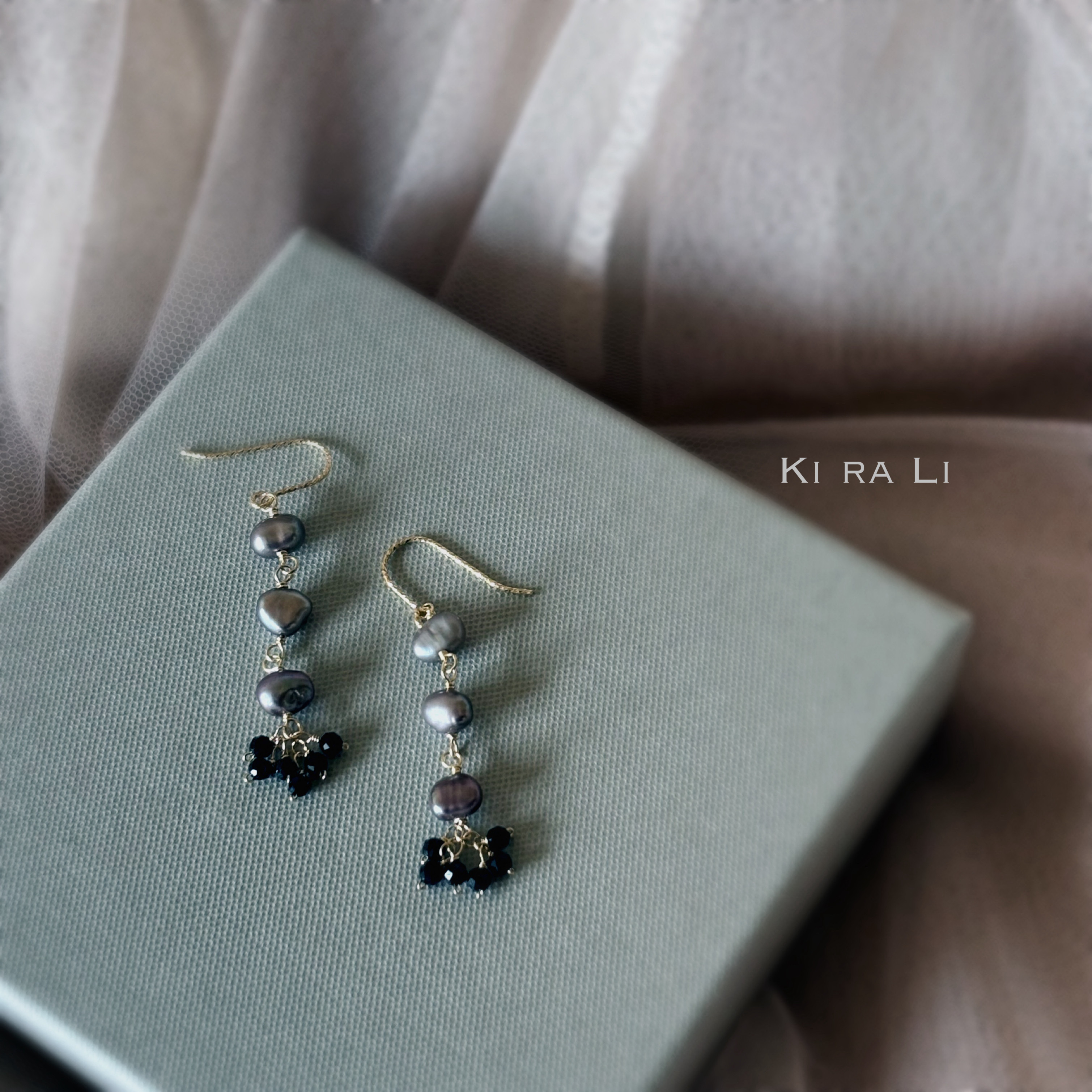 送料無料　14KGF スピネルのステーションネックレス　パールとスピネルのチャーム付