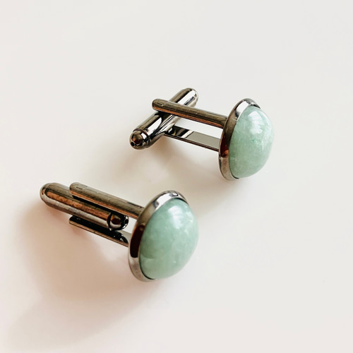 天然石 グリーンアベンチュリンのカフスボタン その他アクセサリー