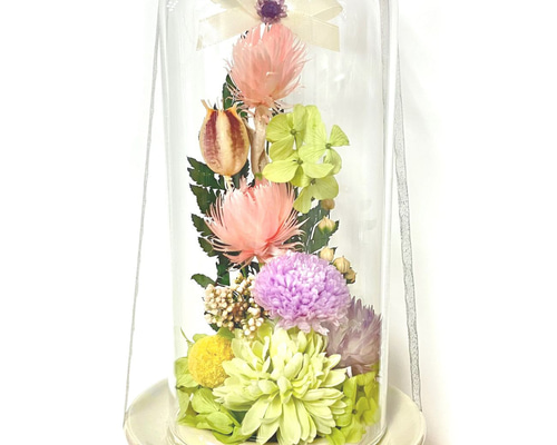仏花 造花なし プリザーブドフラワー 一対 ガラスドーム お供え 仏花 枯れないお供え花 プリザーブドフラワー ガラスドーム