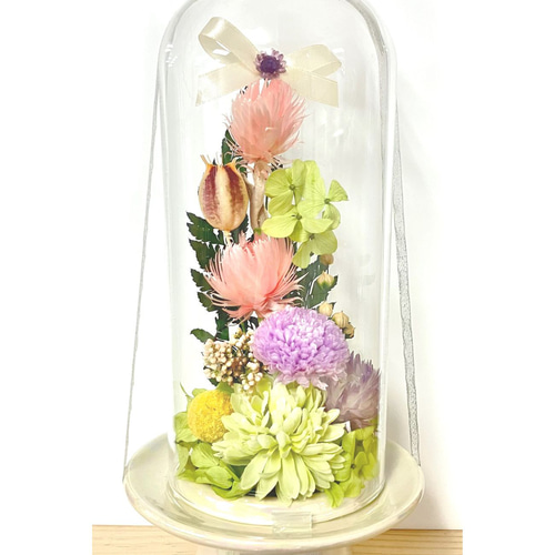 仏花 枯れないお供え花 プリザーブドフラワー ガラスドーム