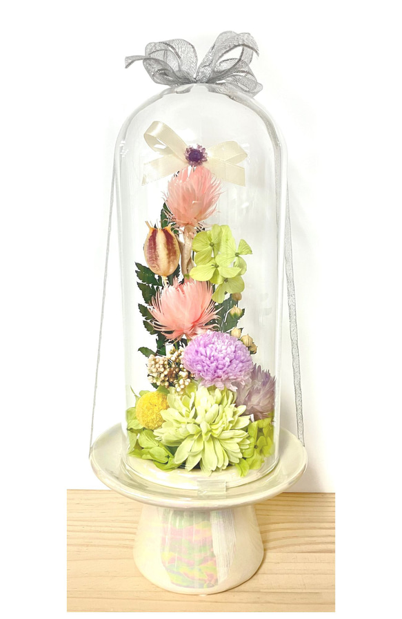 特選仏花　お供え花　ガラスドーム　大　一対　造花無し　プリザーブドフラワー 特選仏花 お供え花 ガラスドーム 大 一対 造花無し プリザーブド