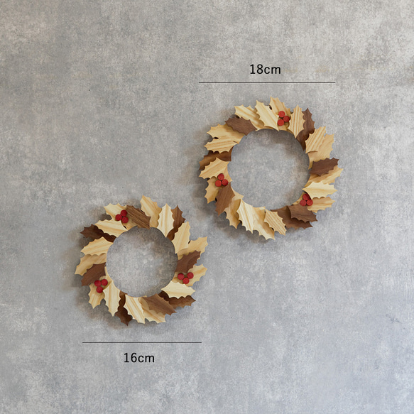ヒイラギのリース ｜ 全２種類 クリスマス リース 柊 ウォールデコ ドア オーナメント 木製 おしゃれ ナチュラル 15枚目の画像