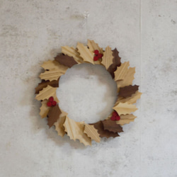 ヒイラギのリース ｜ 全２種類 クリスマス リース 柊 ウォールデコ ドア オーナメント 木製 おしゃれ ナチュラル 9枚目の画像