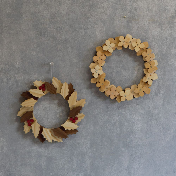 ヒイラギのリース ｜ 全２種類 クリスマス リース 柊 ウォールデコ ドア オーナメント 木製 おしゃれ ナチュラル 7枚目の画像