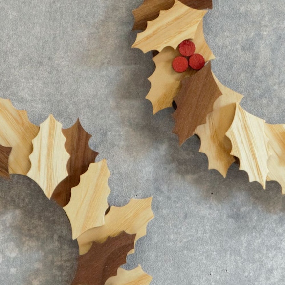 ヒイラギのリース ｜ 全２種類 クリスマス リース 柊 ウォールデコ ドア オーナメント 木製 おしゃれ ナチュラル 10枚目の画像