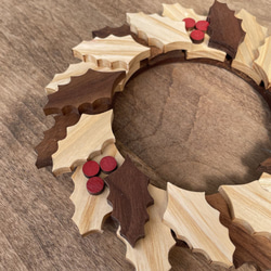 ヒイラギのリース ｜ 全２種類 クリスマス リース 柊 ウォールデコ ドア オーナメント 木製 おしゃれ ナチュラル 12枚目の画像