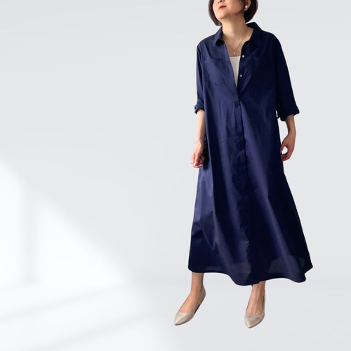 ✖︎ ネストローブ シャツワンピース ロングワンピース ネイビー 紺 フリー 商品一覧｜nest Robe / CONFECT ONLINE SHOP
