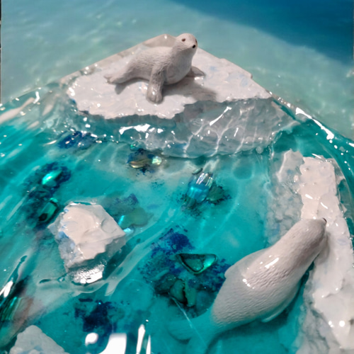 ※新作※レジンアート（ペンギン達とアザラシ） 新作※レジンアート(ペンギン達)