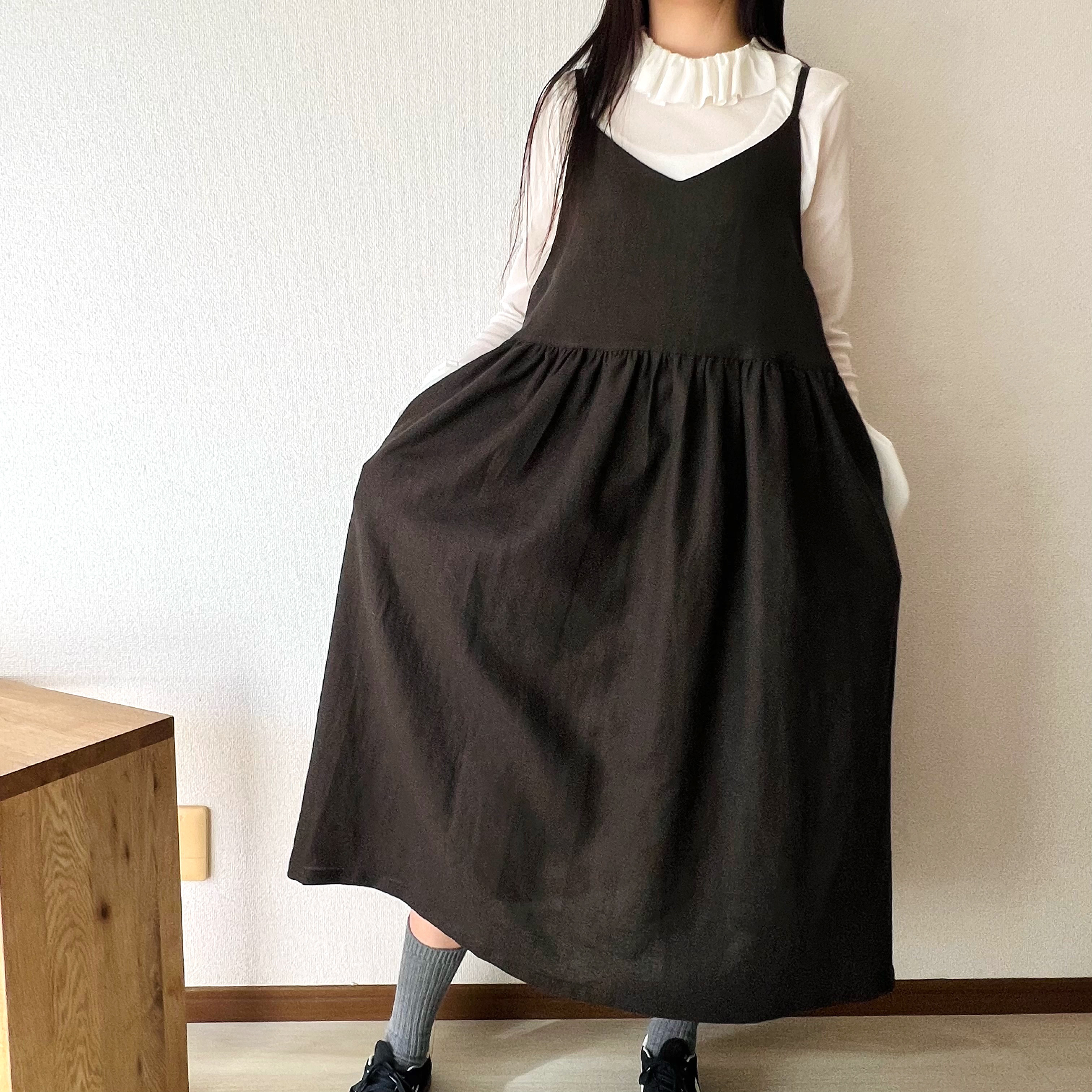 リネンギャザーキャミワンピース