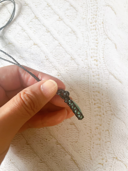 ターコイズ+天眼石のマクラメペンダント