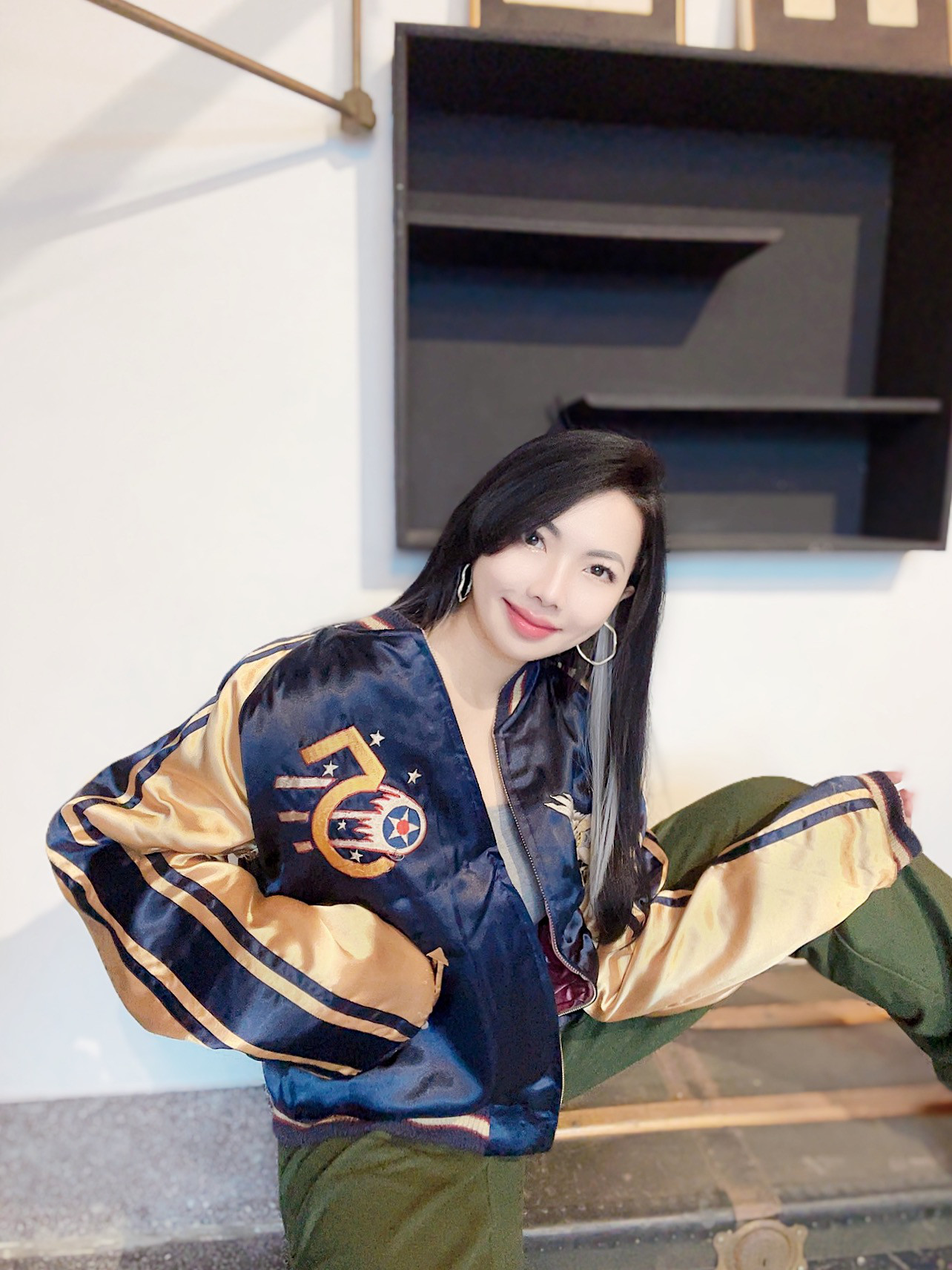 テーラー東洋 東洋ブルーゴールド×ピュアスペードピンク 両面着用 横須賀刺繍 ベースボールジャケット