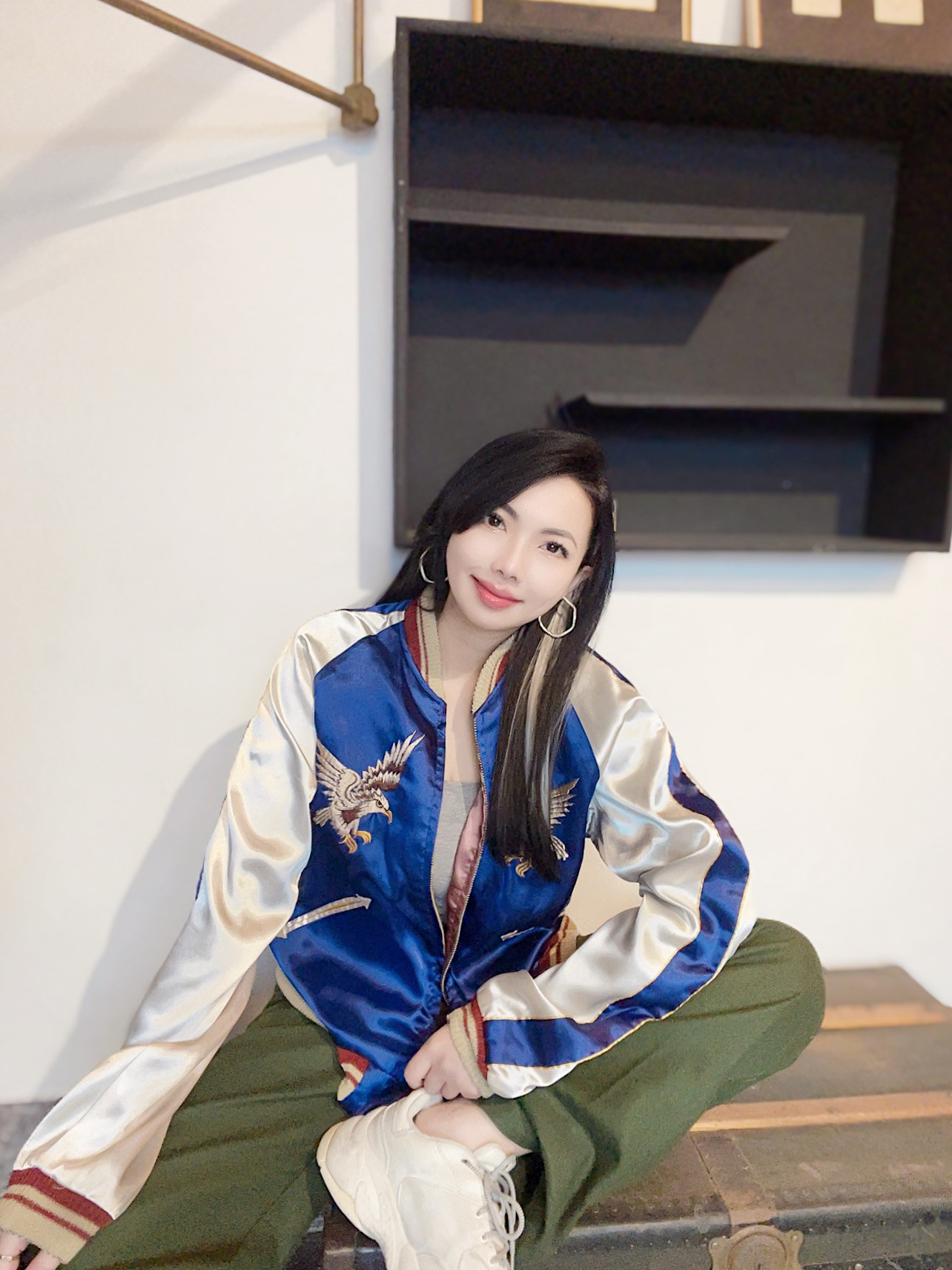 TAILOR TOYO 東洋 インディゴブルー×ピンク×ブラック 両面着用 横須賀刺繍 ベースボールジャケット