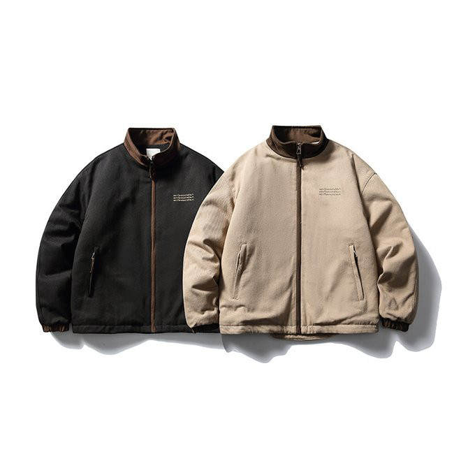 秋冬新作 メンズ ラペル刺繍入りコットンコート 無地 男 おしゃれ アウトドア 屋外 トップス