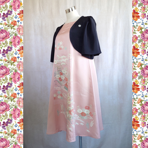 専用　着物リメイク　ワンピース＆ボレロ　No.318 専用 着物リメイク ワンピース＆ボレロ No.318 - メルカリ