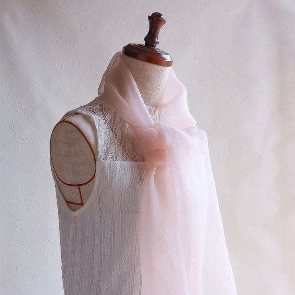 草木染めオーガンジーストール(さくらピンク) 1枚目の画像