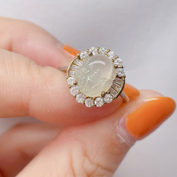 Morlin Jewelryオリジナル天然ホワイトオパールとパールのリング18k Morlinオリジナルデザインメキシコオパールとペリードットのリング18k