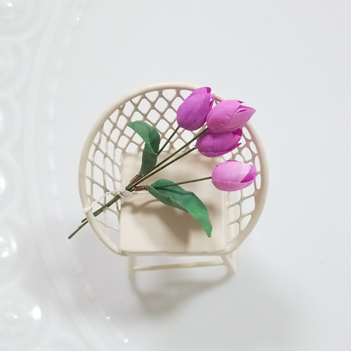 ミニ布花♡チューリップ~花束風＊桃紫色♡素材 その他素材 Rie