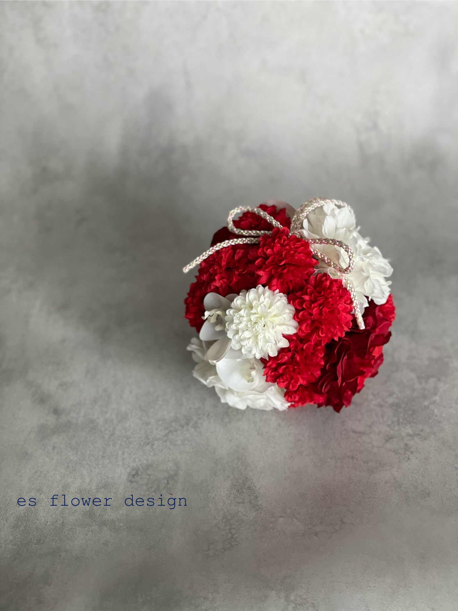 和婚 和装 紅白ボールブーケ