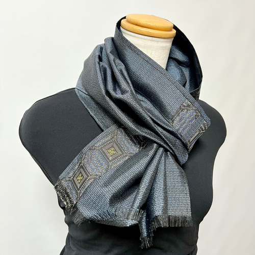 青菱＊大島紬サルエルパンツ＋ストール＊裏地付き＊着物リメイク