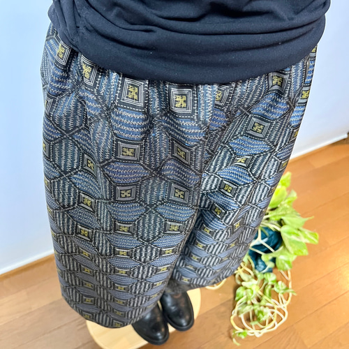 青菱＊大島紬サルエルパンツ＋ストール＊裏地付き＊着物リメイク