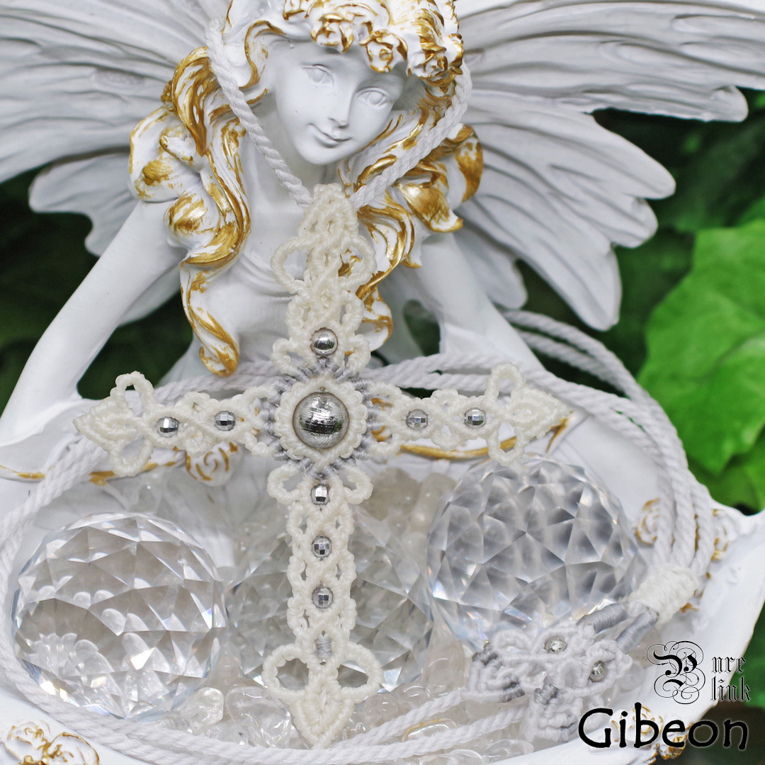 流れ星★天より降りし魔石『ギベオン』シルバーマクラメ編み十字架ネックレス