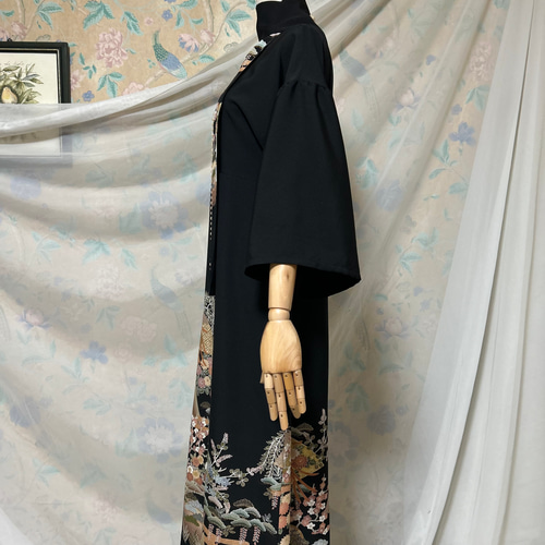 ベルスリーブ 黒留袖ドレス＆ストール 友禅染め ハンドメイド 着物