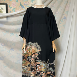 ベルスリーブ 黒留袖ドレス＆ストール 友禅染め ハンドメイド 着物