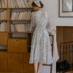 春呼ぶフラワー　Vネック美シルエットロングワンピース　ウエストリボン　ポケット付き【春秋夏】 12枚目の画像