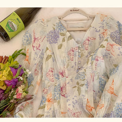 春呼ぶフラワー　Vネック美シルエットロングワンピース　ウエストリボン　ポケット付き【春秋夏】 4枚目の画像