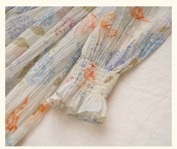 春呼ぶフラワー　Vネック美シルエットロングワンピース　ウエストリボン　ポケット付き【春秋夏】 5枚目の画像